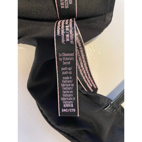 Victoria’s Secret So Obsessed Push Up Bra Front Close Racerback Pearls Sz 34C - Picture 8 of 11